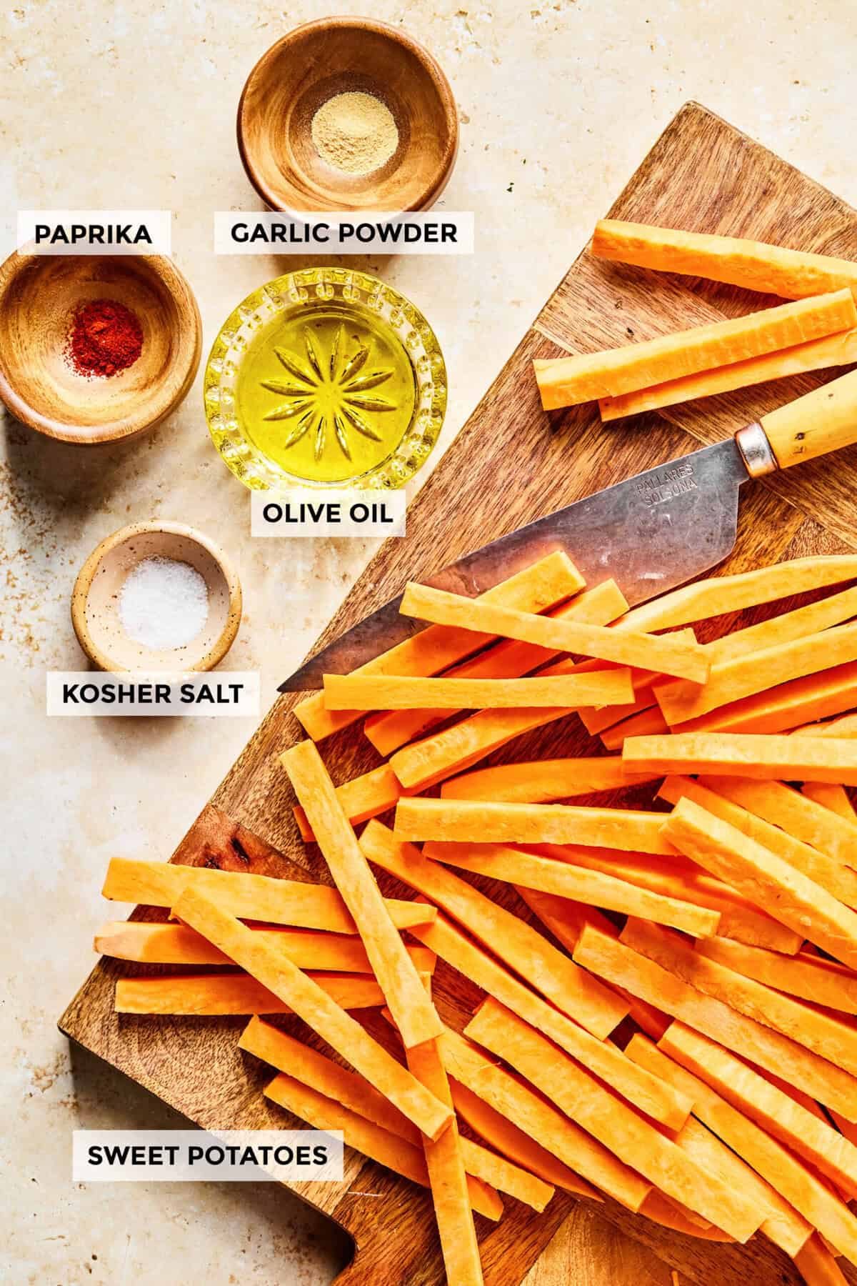 Ingredients for air fryer sweet potato fries.