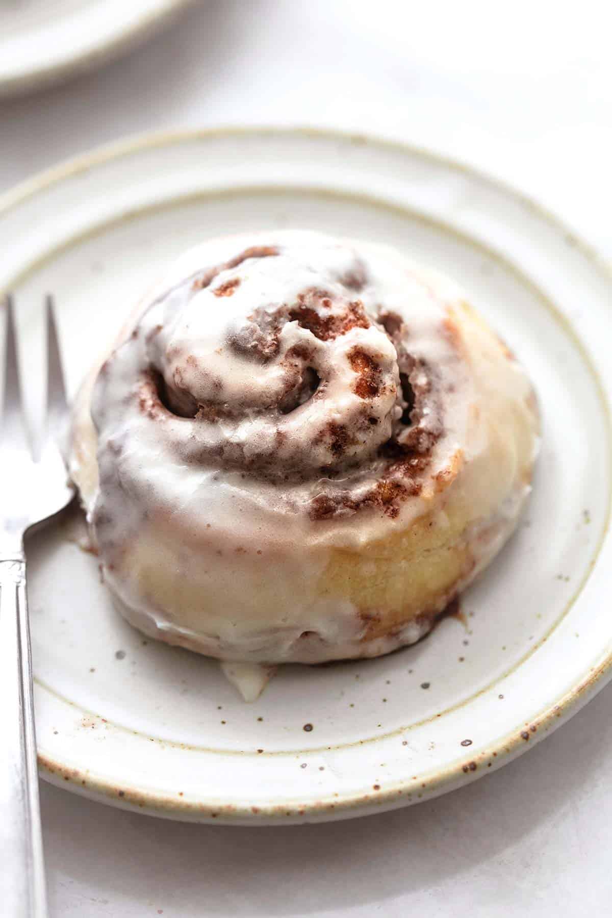 up close single cinnamon roll