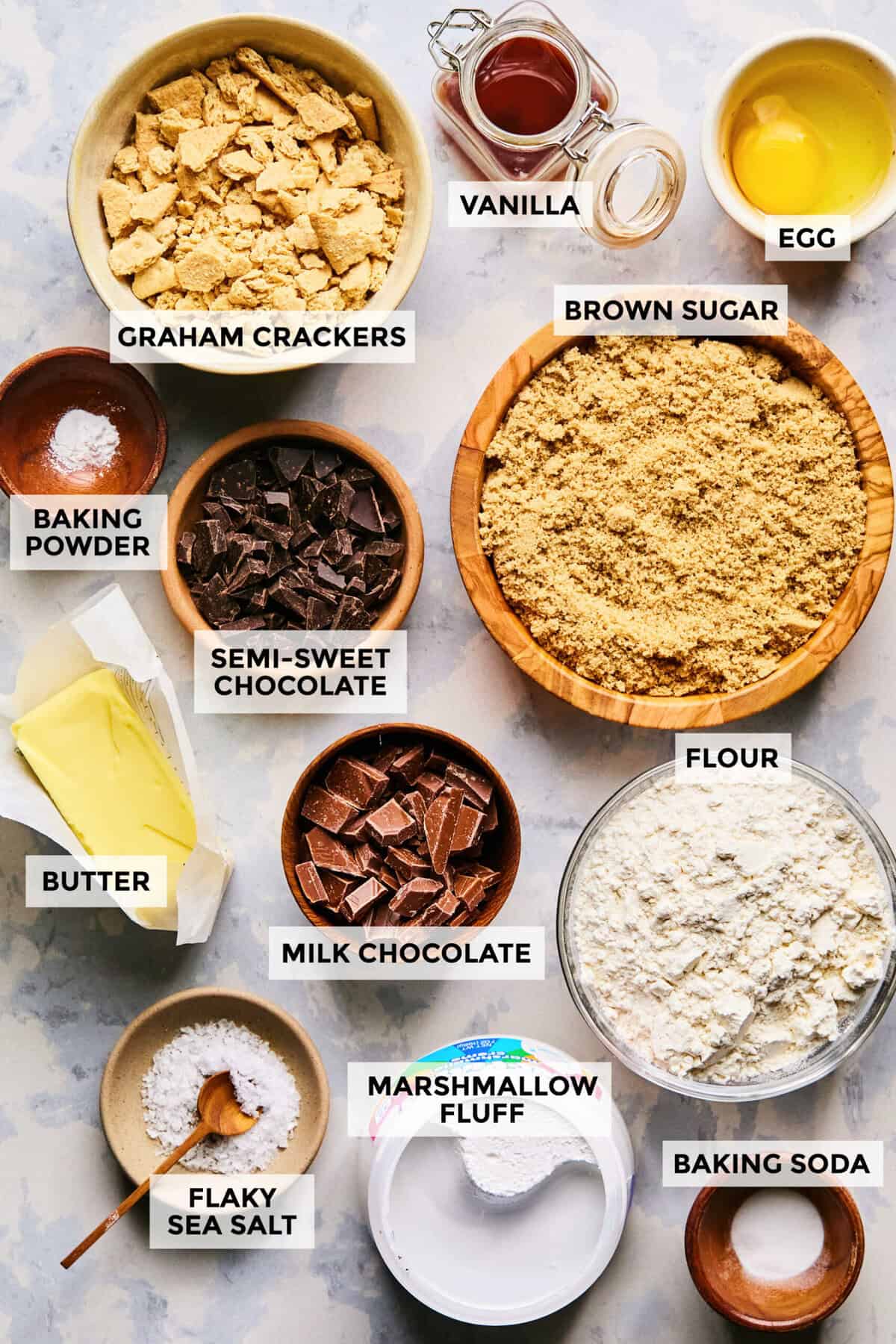 Ingredients for s'mores bars.