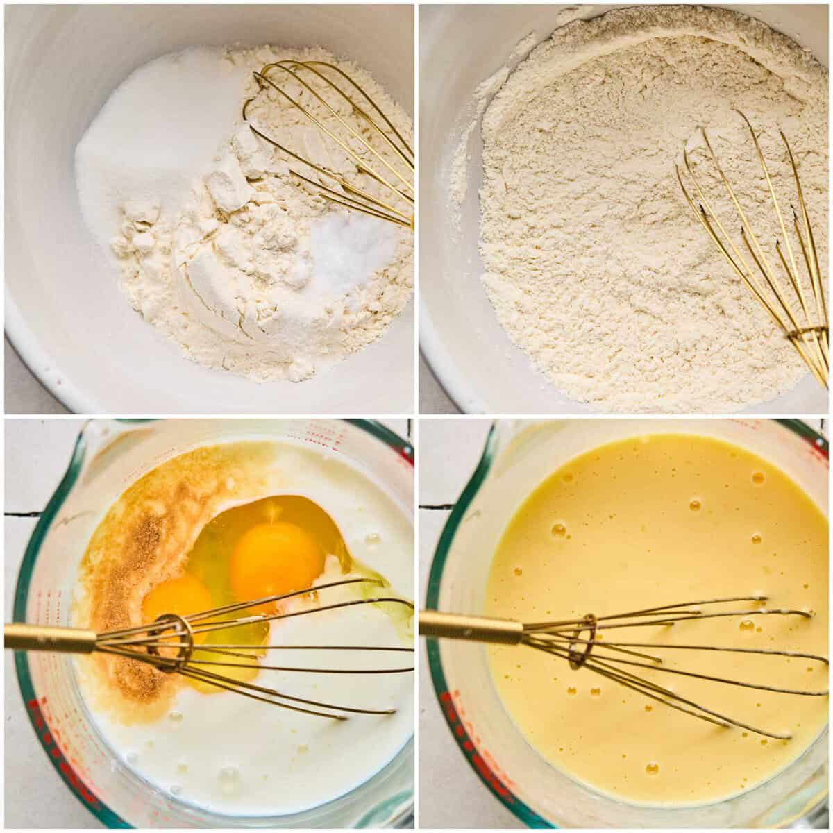 Step 1 for making cinnamon roll pancakes.