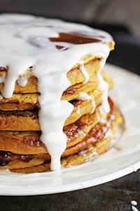 Pumpkin Cinnamon Roll Pancakes