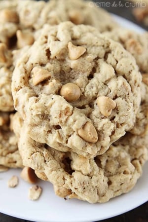 Peanut Butter Chip Peanut Butter Oatmeal Cookies