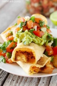 Baked Cheesy Chicken Taquitos - Creme de la Crumb