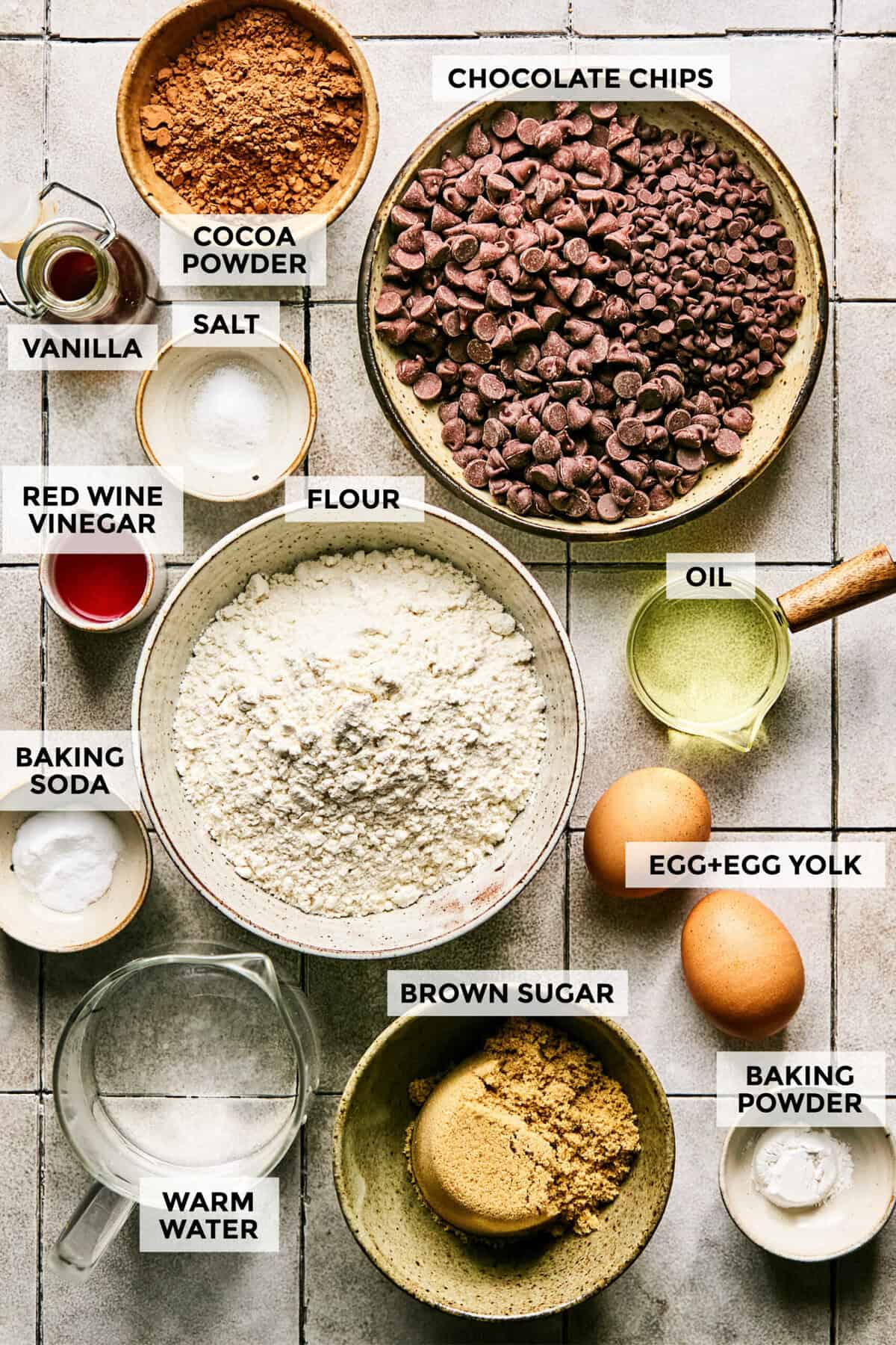 Ingredients for chocolate muffins.