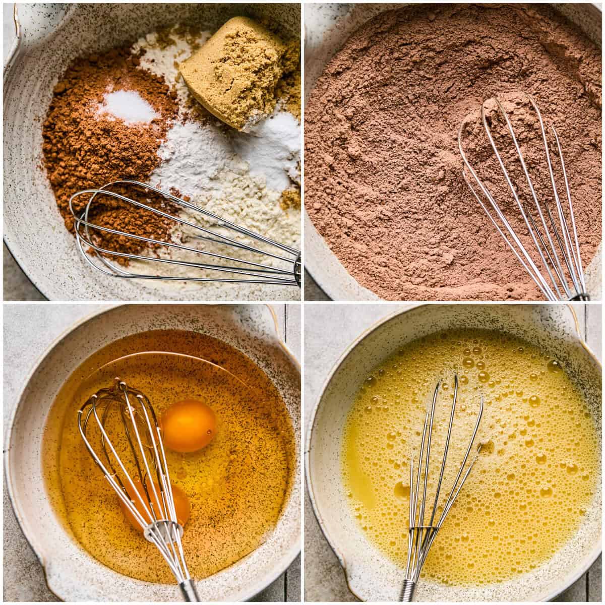 Step 2 for making chocolate muffins.