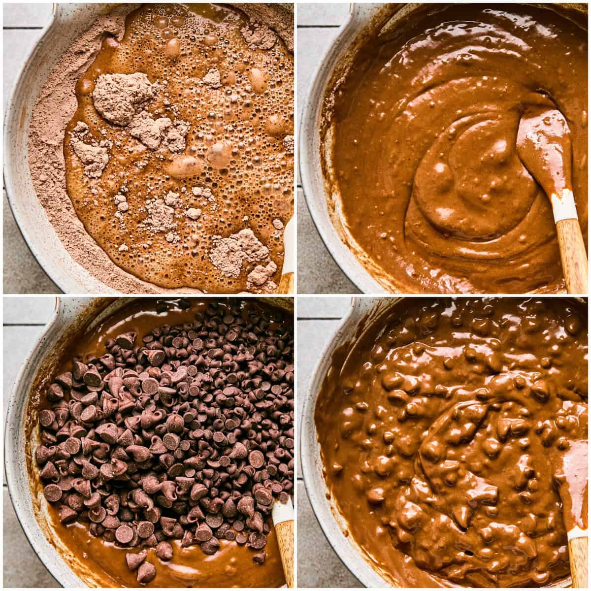Step 3 for making chocolate muffins.