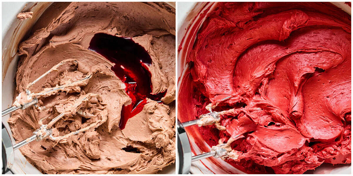 Step 4 or prepping red velvet cheesecake.