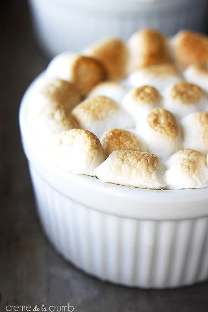 S'mores lava cake in a dessert bowl.