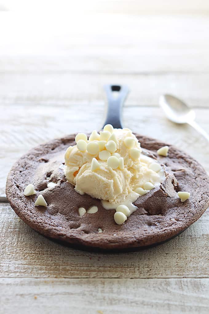 White Chocolate Chip Skillet Brownie