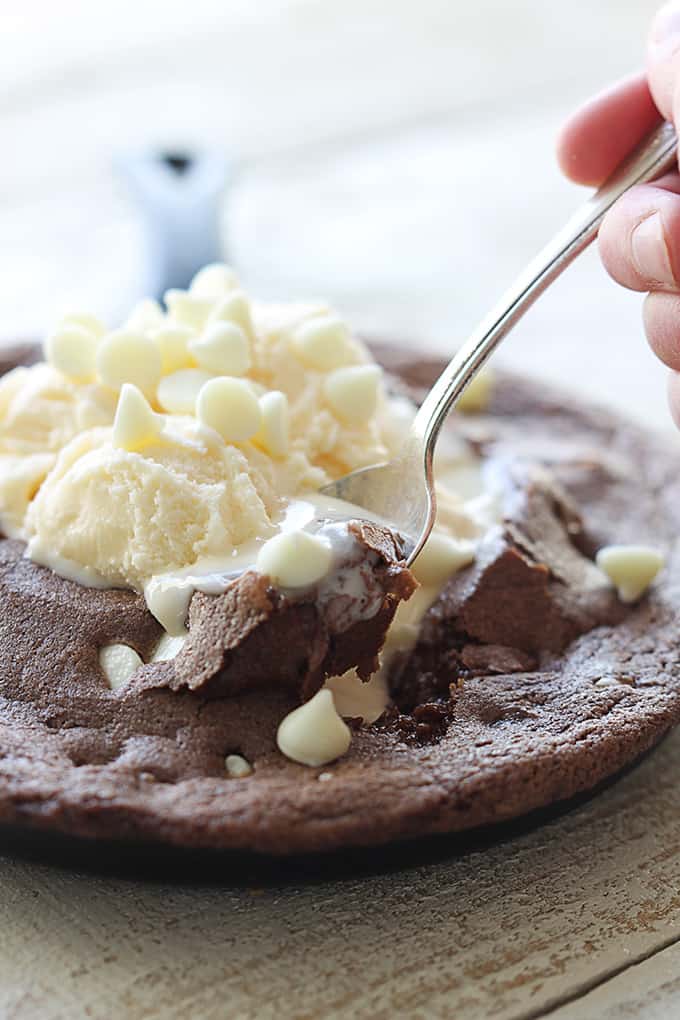 White Chocolate Chip Skillet Brownie