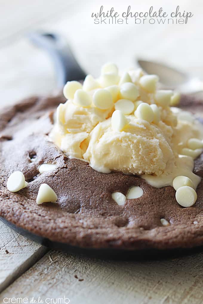 White Chocolate Chip Skillet Brownie