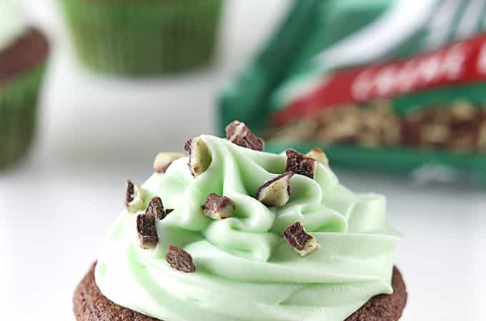 Andes Mint Grasshopper Cupcakes
