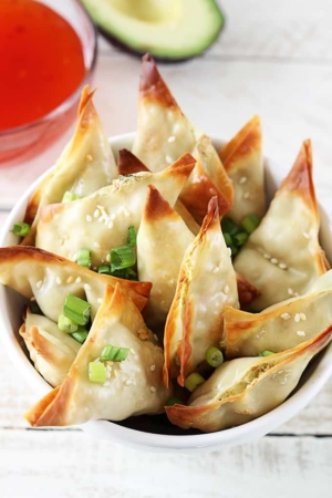 Oven Baked Crab Avocado Wontons
