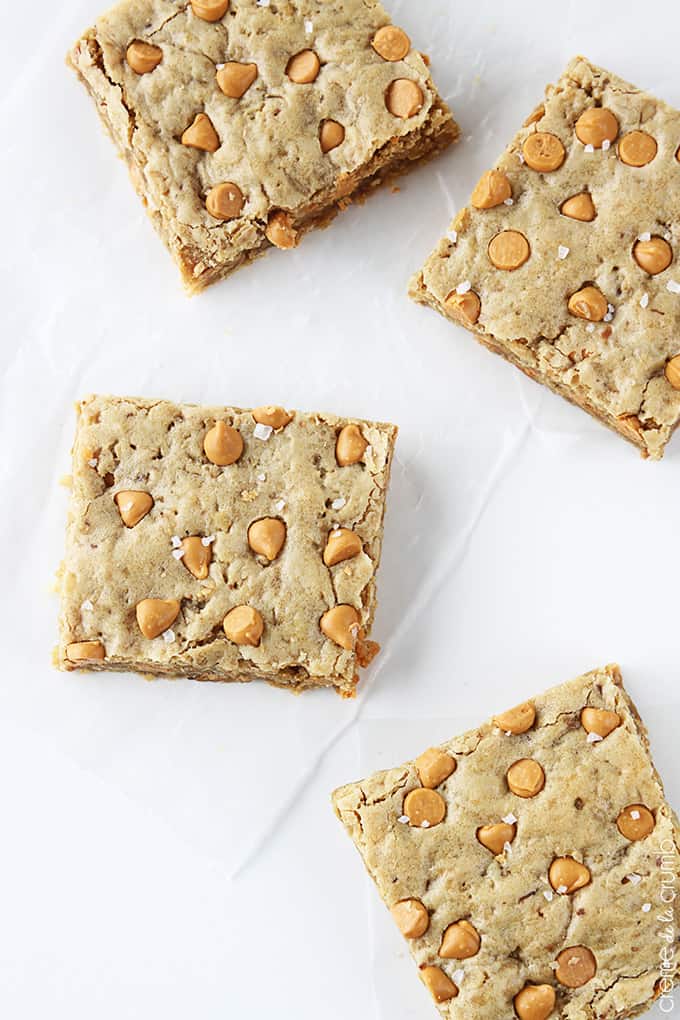 top view of oatmeal butterscotch blondies.