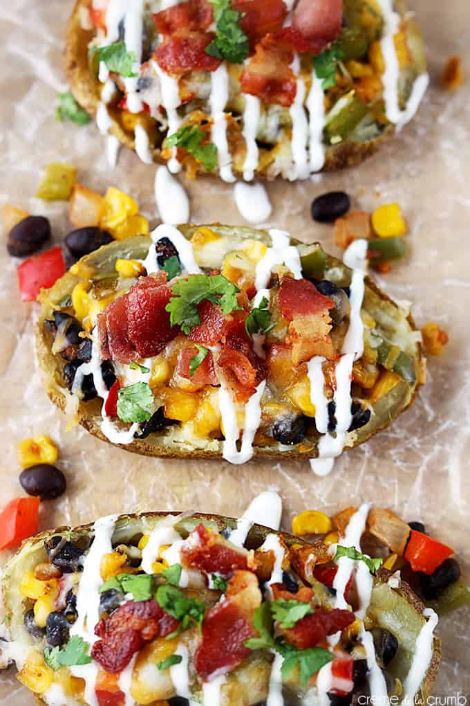 Southwest Loaded Potato Skins | Creme De La Crumb