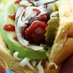 Best BBQ Hot Dogs with Avocado & Grilled Onions