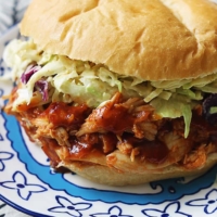 Slow Cooker BBQ Pulled Chicken Sandwiches