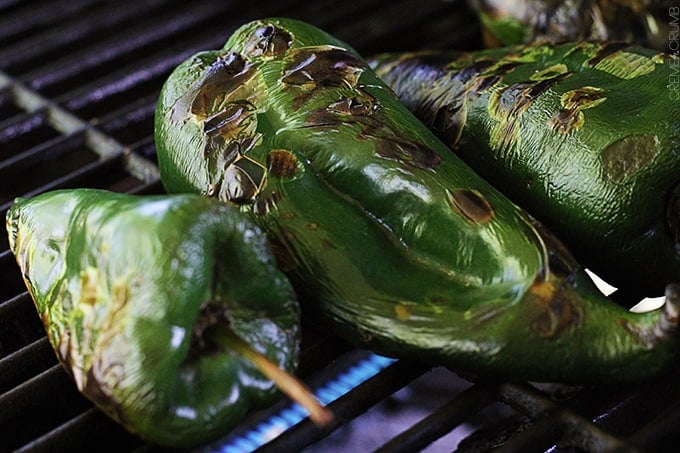 poblano peppers on a grill.