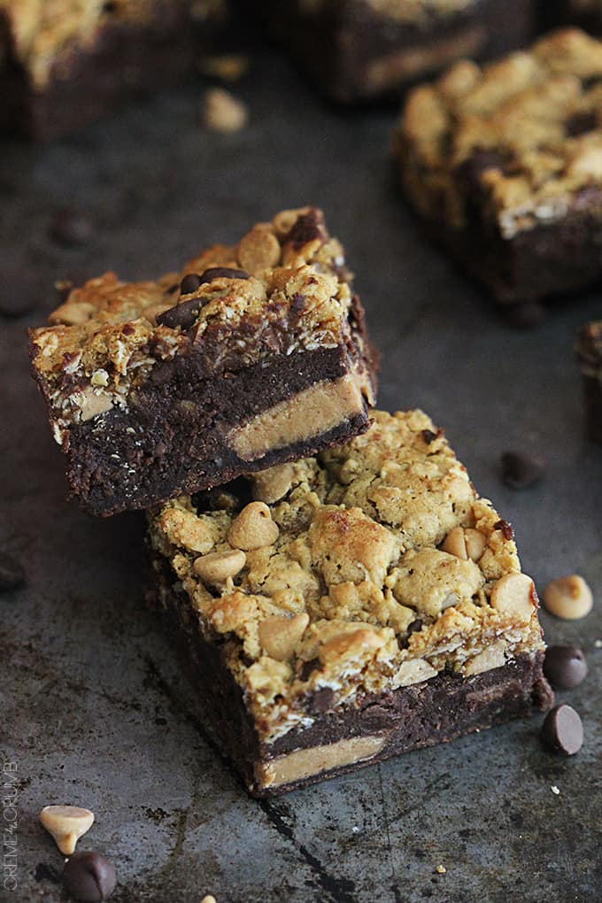 Bazooka Bars with chocolate and peanut butter chips.