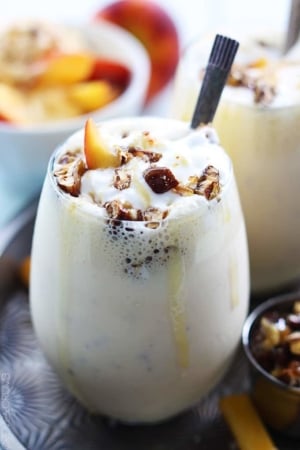 Peaches n' Cream Caramel Pecan Milkshakes