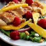 Raspberry Mango Chicken Cashew Salad