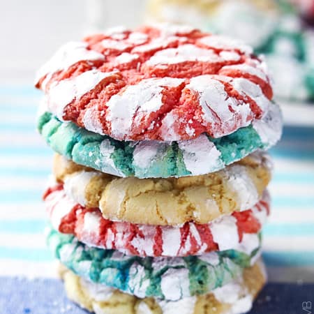 Red White + Blue Crinkle Cookies - Creme De La Crumb
