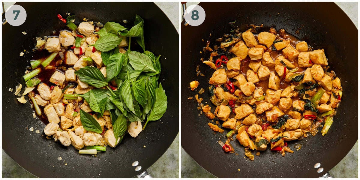 steps 7-8 for thai basil chicken recipe.