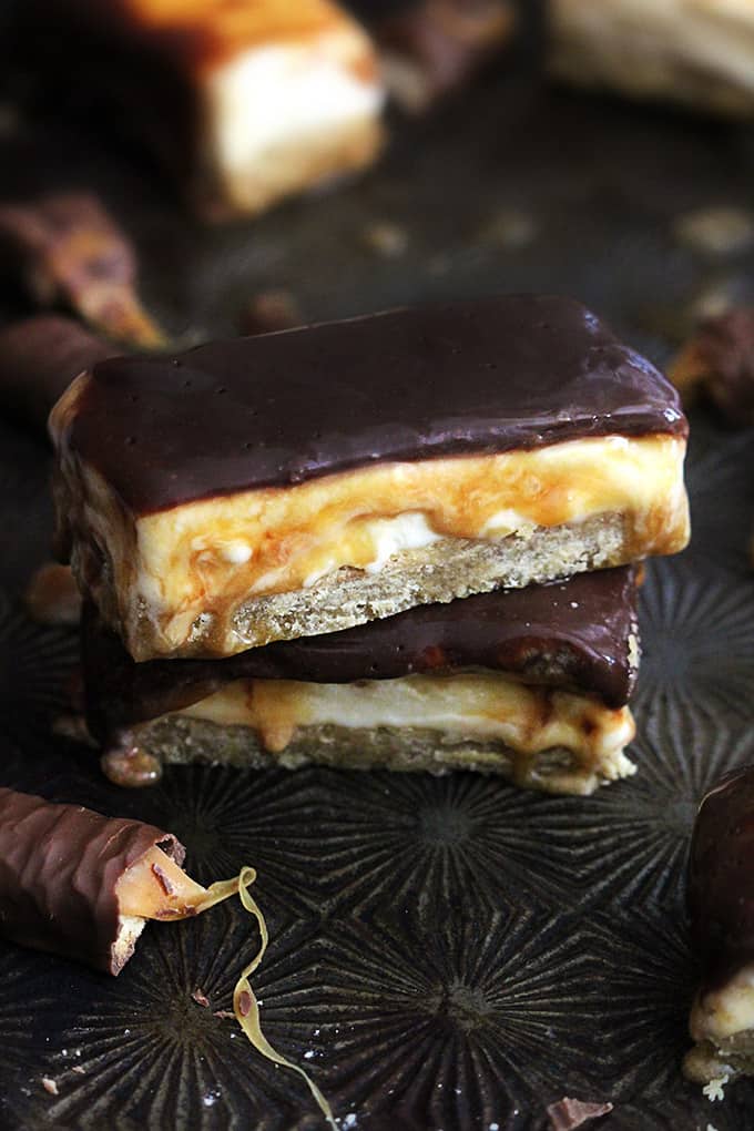 stacked Twix ice cream bars.