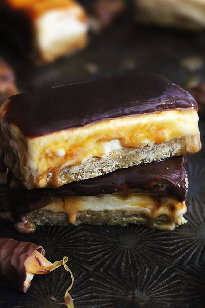 stacked Twix ice cream bars.