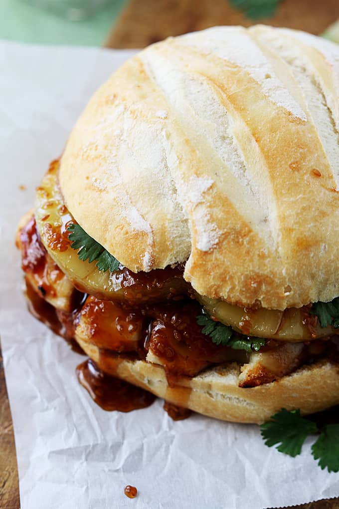 close up of a Big Kahuna teriyaki sandwich.