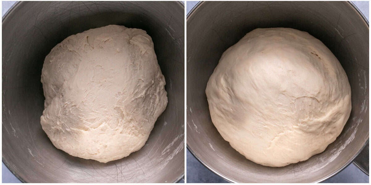 Steps 3-4 for German soft pretzel recipe.