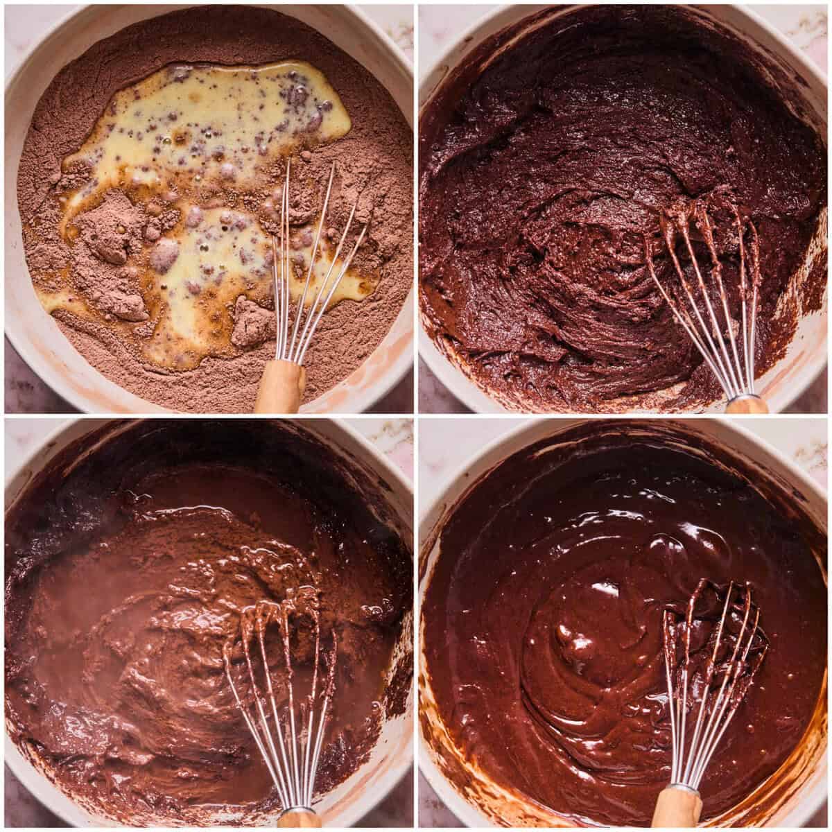 steps 5-8 for raspberry chocolate cake recipe.