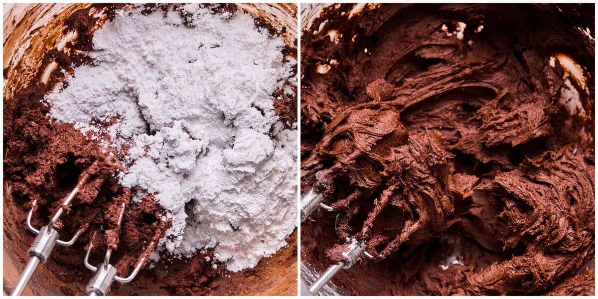 steps for making chocolate buttercream icing for cake.