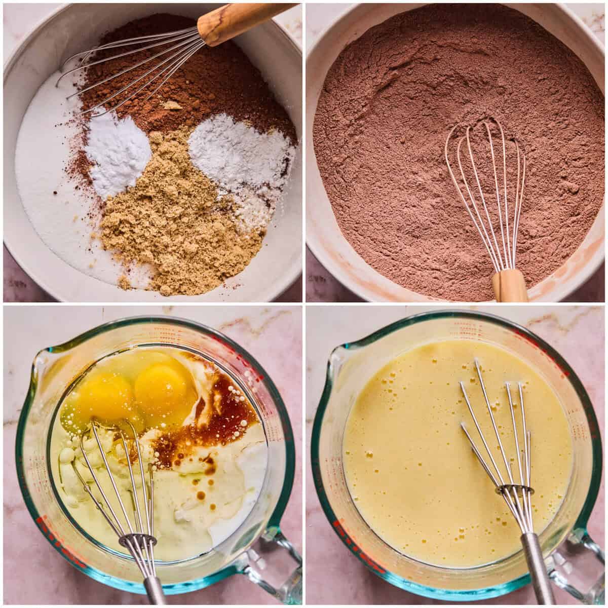 steps 1-4 for raspberry chocolate cake recipe.