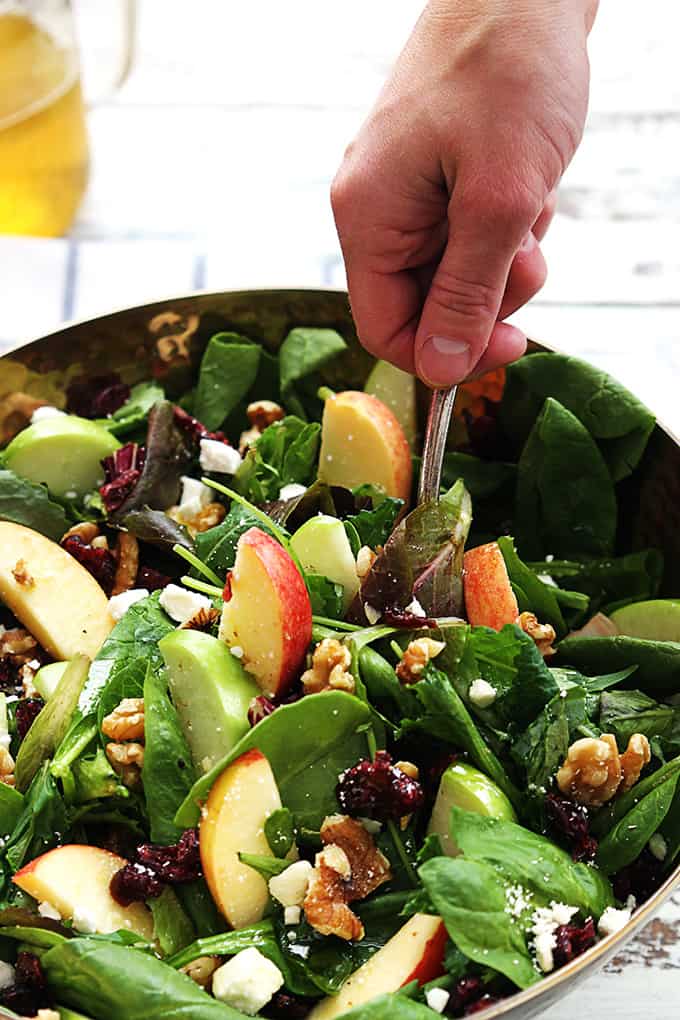 Salade de pommes, canneberges et noix