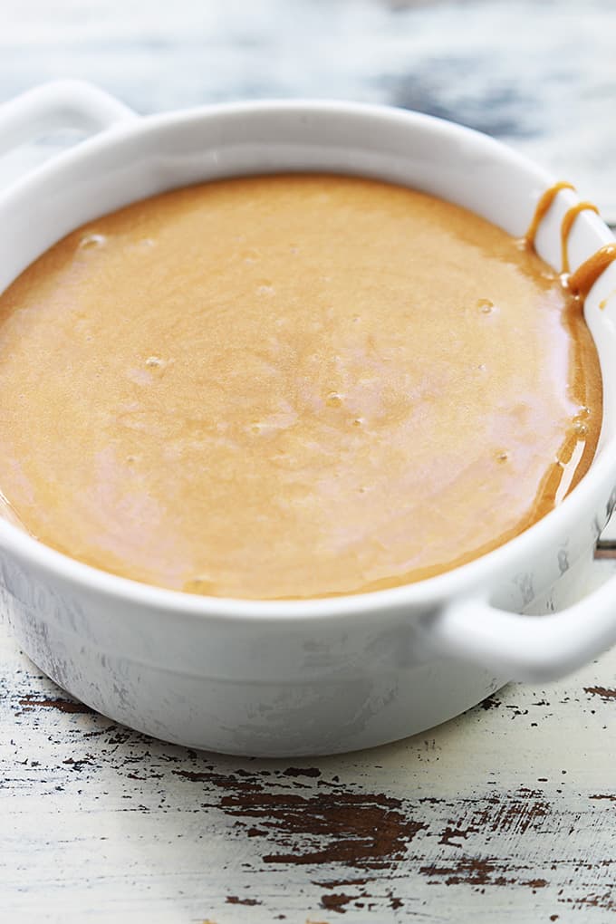 a bowl of caramel fondue.