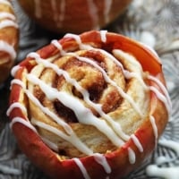 Cinnamon Roll Stuffed Baked Apples