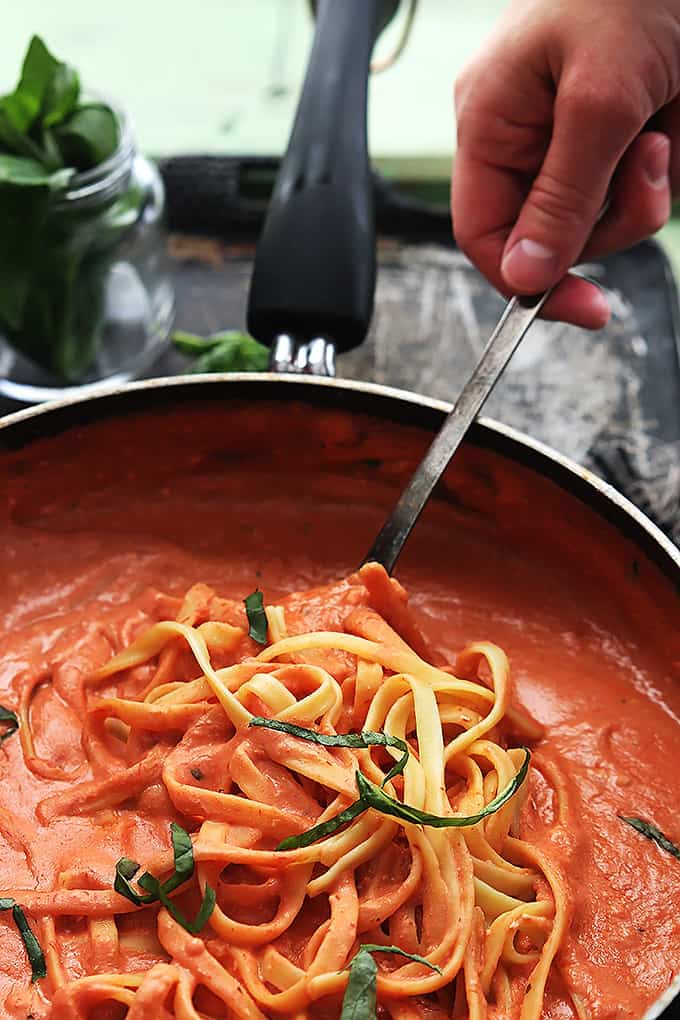 Creamy Tomato Basil Fettuccini