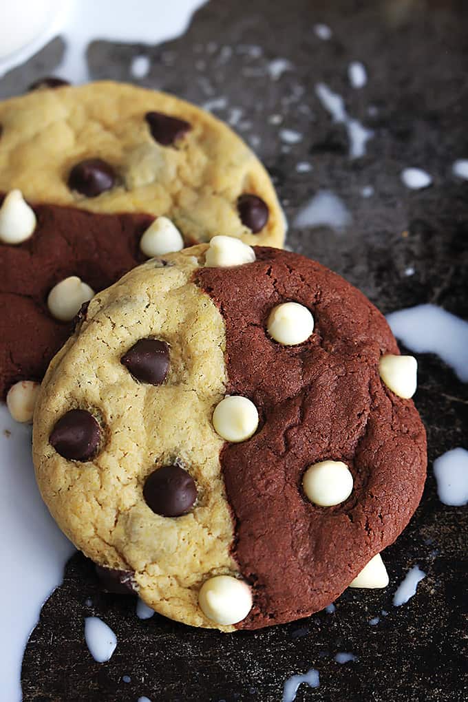 close up of stacked true love cookies (aka: brookies).