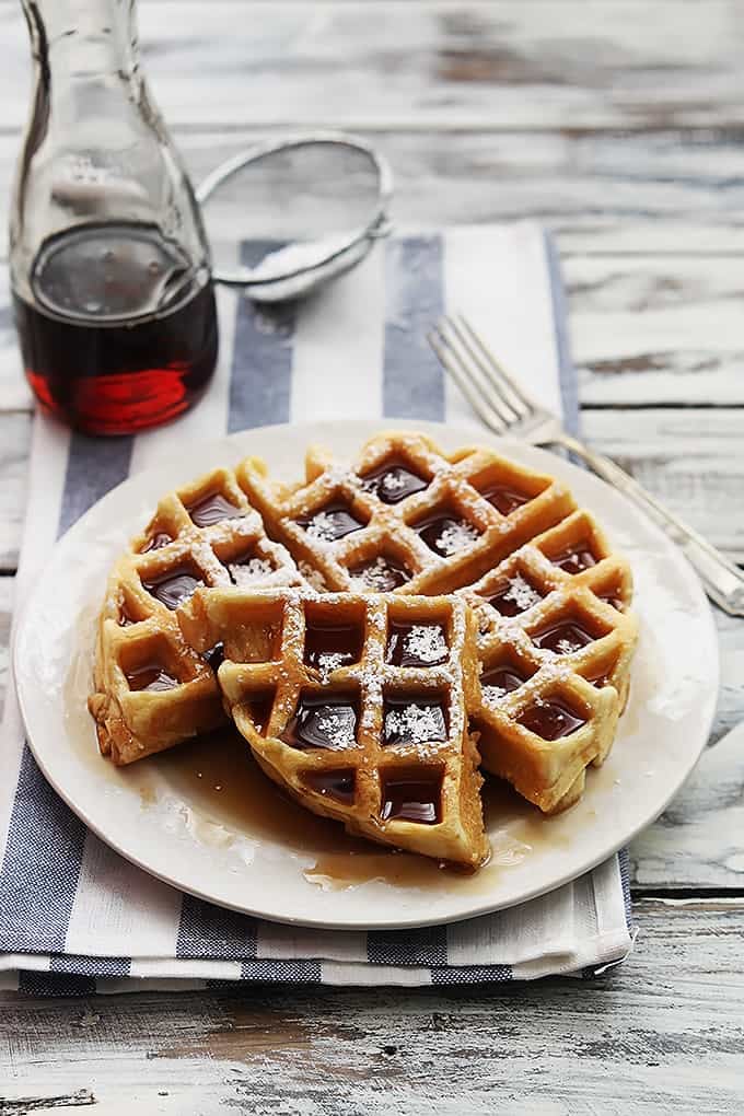 Homemade Belgian Waffles With Whipped Cream - Creme De La Crumb