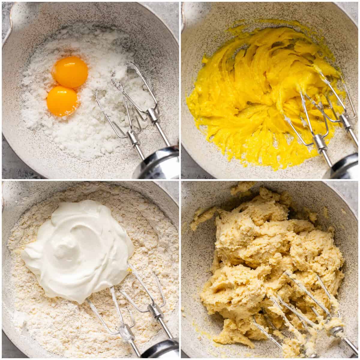 Steps 3-4 for prepping old fashioned sour cream donuts.