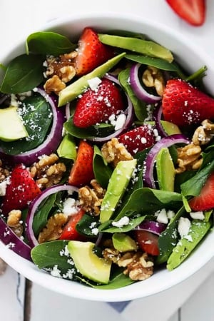 Strawberry Avocado Spinach Salad