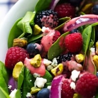 Berry Lover's Spinach Salad with Berry Vinaigrette | Creme de la Crumb