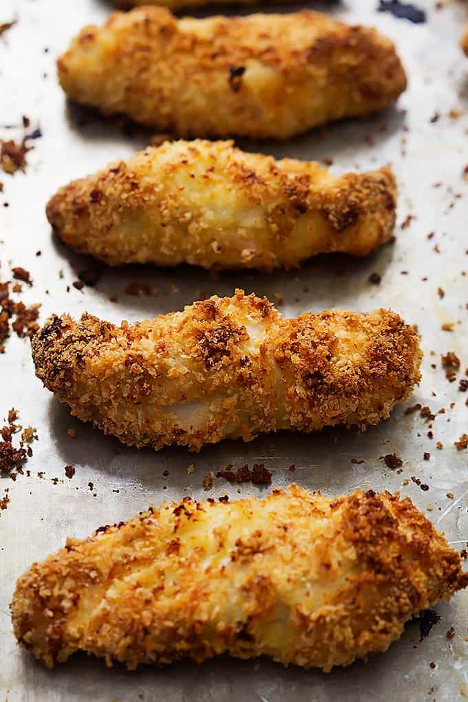 baked firecracker chicken tenders not dipped in sauce.