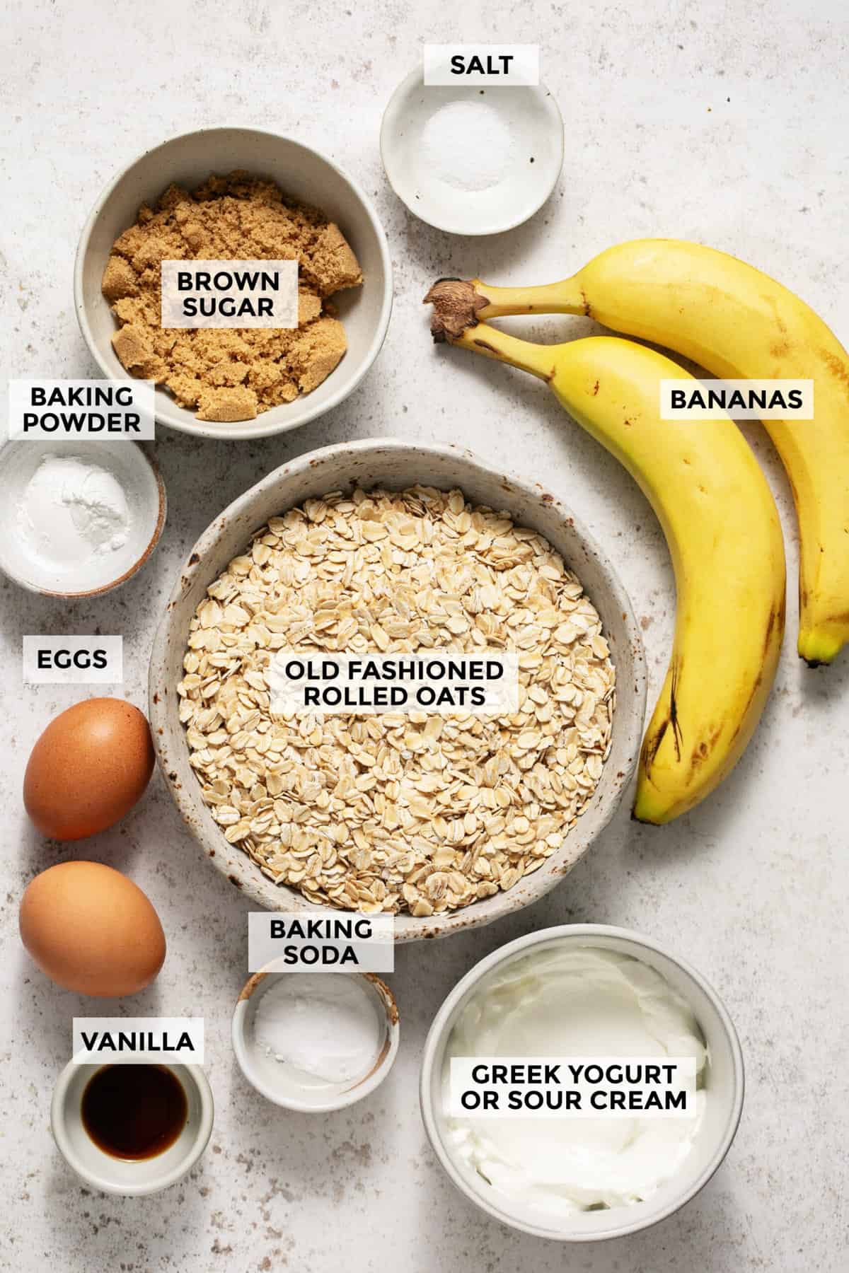 ingredients for gluten free banana muffins