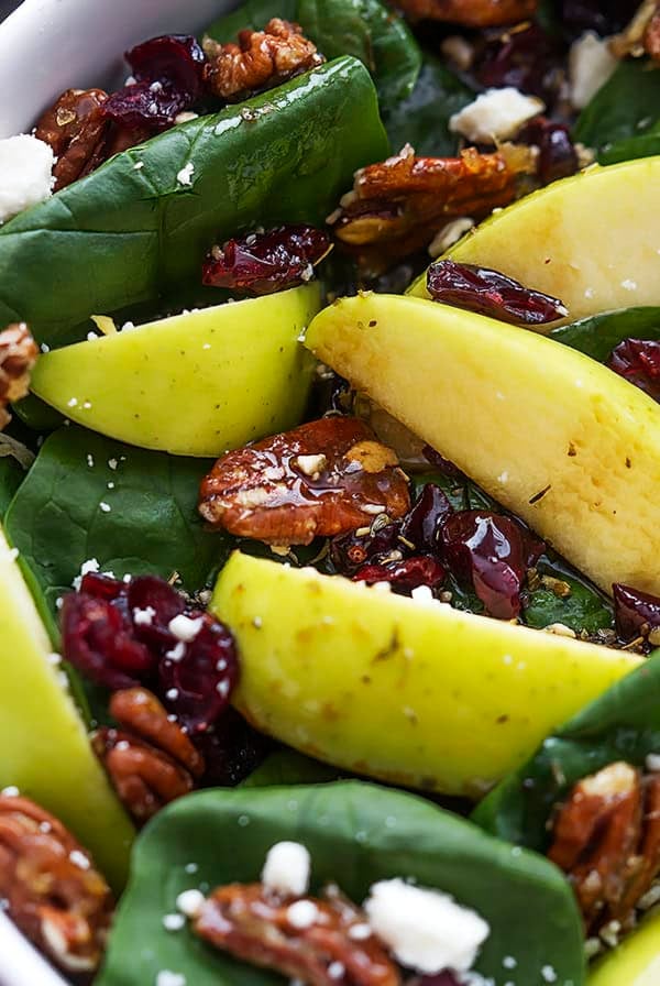 Apple Cherry Candied Pecan Salad with Sweet Balsamic Dressing | Creme de la Crumb