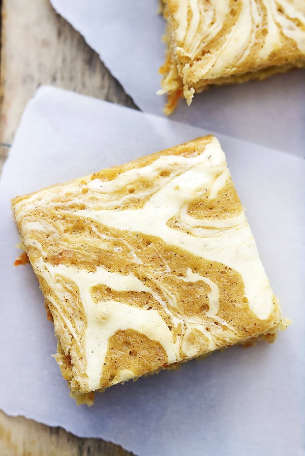 Cream Cheese Swirled Carrot Cake Bars