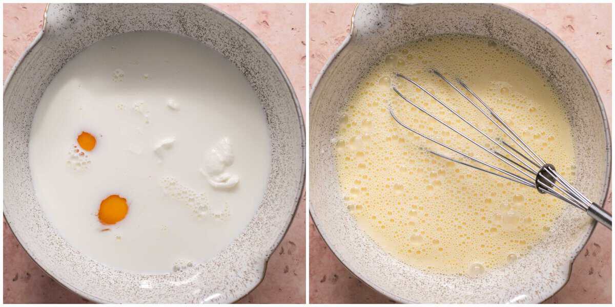Step 2 for prepping greek yogurt waffles.