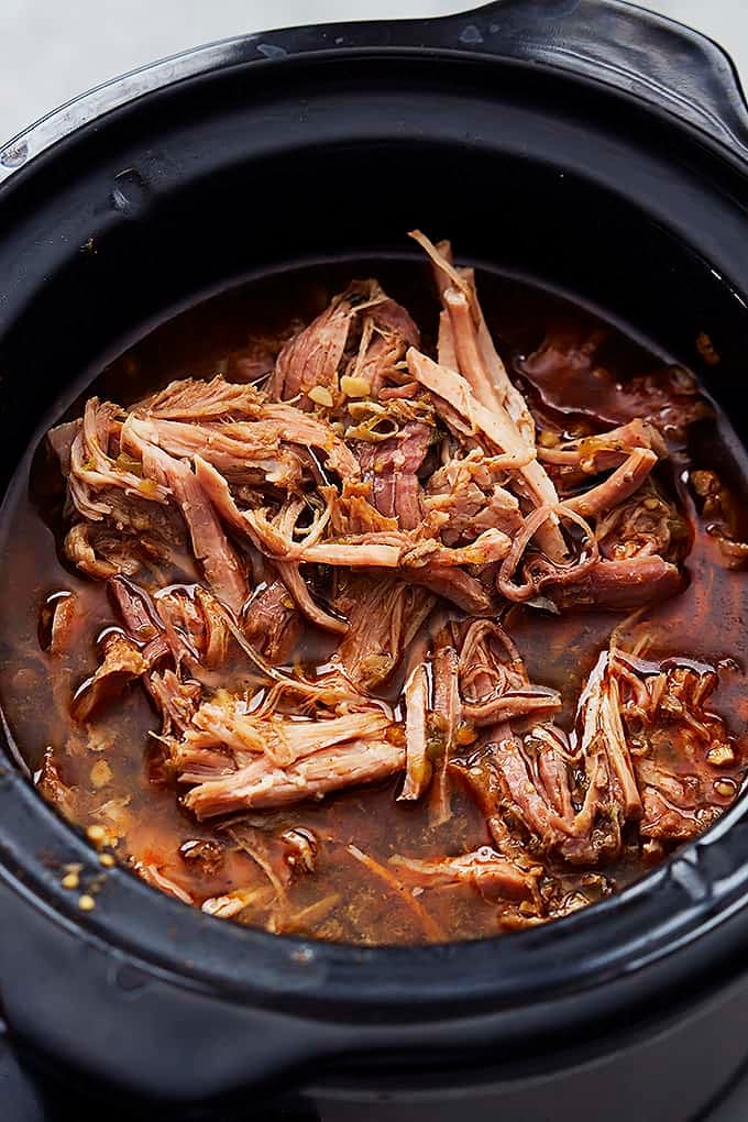 pork in a slow cooker.