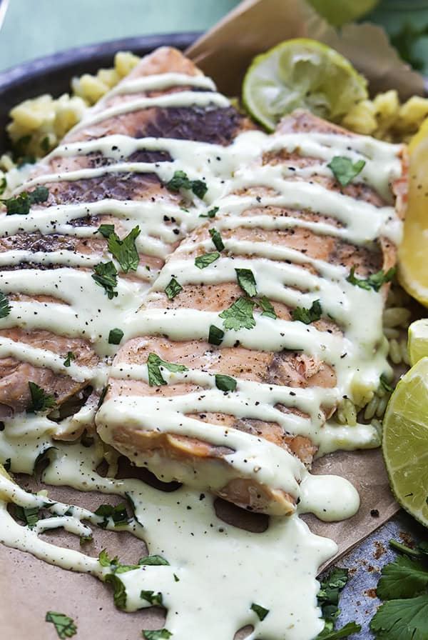 Baked Salmon with Avocado Cream Sauce | Creme de la Crumb